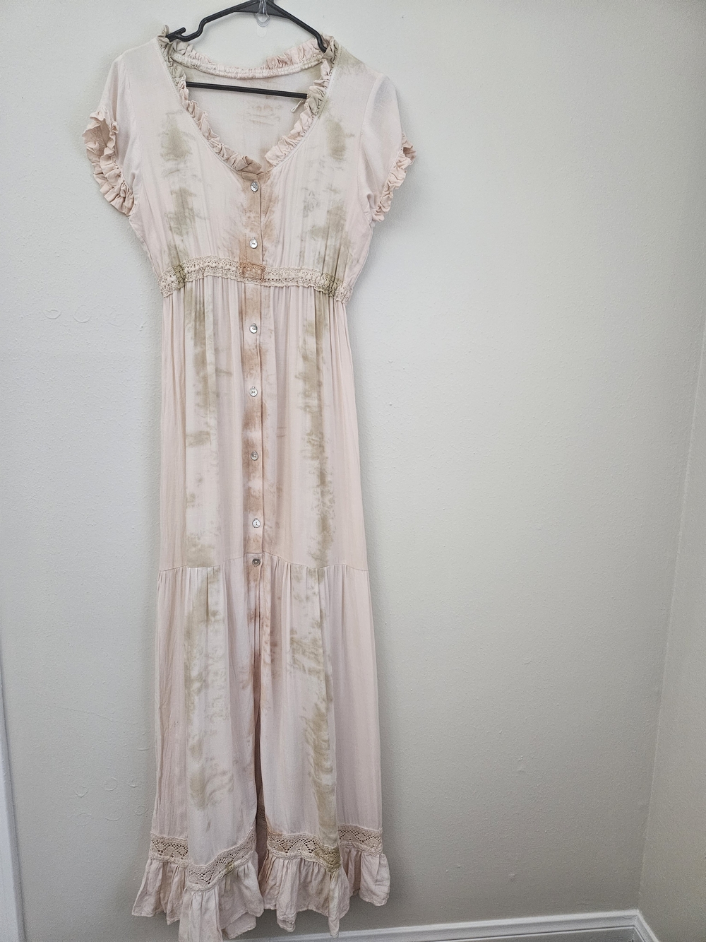 Jen's Pirate Booty Boho Tie-Dye Maxi Dress in Peach & Cream - Picture 4 of 12